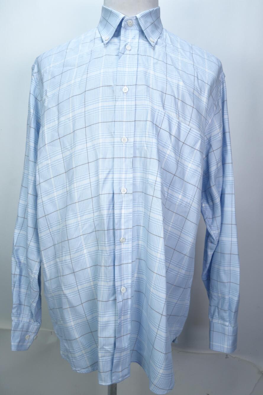 Brioni Shirt Mens XL Blue Plaid Long Sleeve Button Down Dress Made Italy